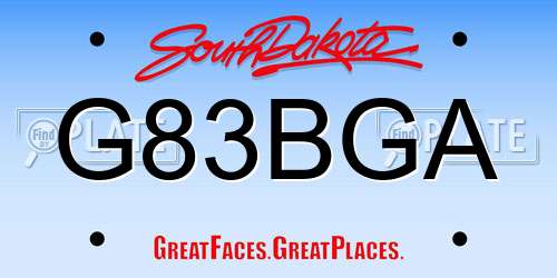 G83BGA South Dakota License Plate