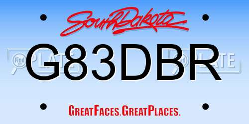 G83DBR South Dakota License Plate