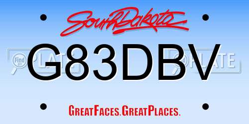 G83DBV South Dakota License Plate