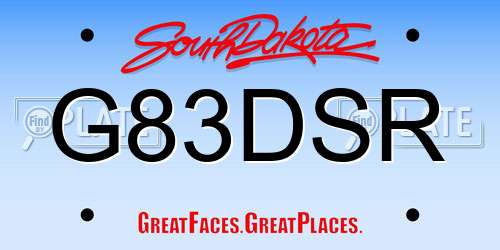 G83DSR South Dakota License Plate