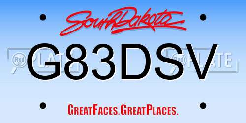G83DSV South Dakota License Plate