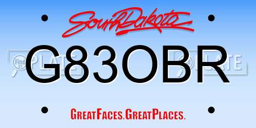 G83OBR South Dakota License Plate