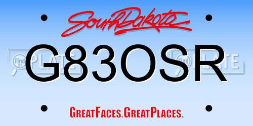 G83OSR South Dakota License Plate
