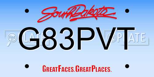 G83PVT South Dakota License Plate