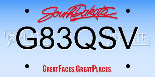 G83QSV South Dakota License Plate