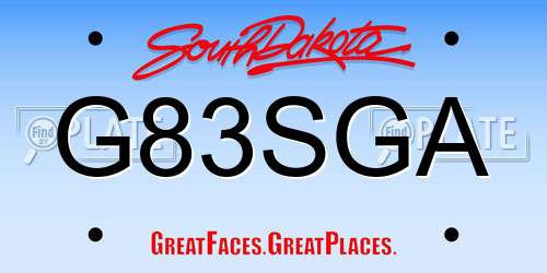 G83SGA South Dakota License Plate