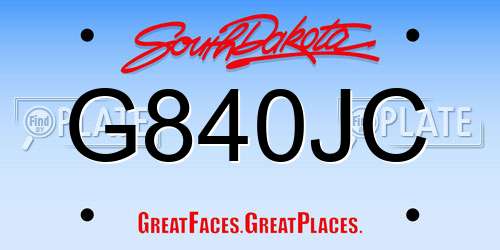 G840JC South Dakota License Plate