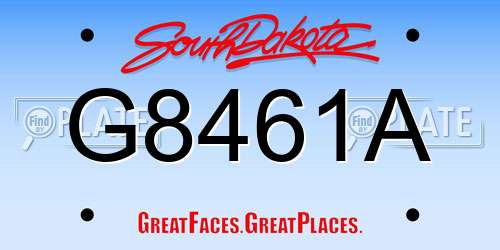G8461A South Dakota License Plate