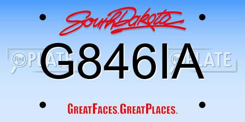 G846IA South Dakota License Plate