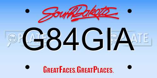 G84GIA South Dakota License Plate