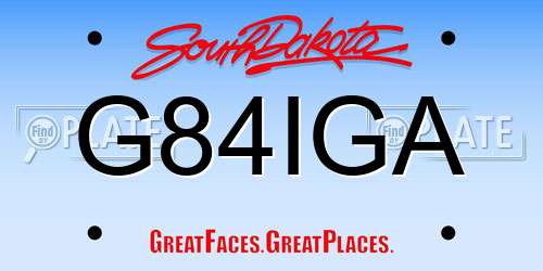 G84IGA South Dakota License Plate