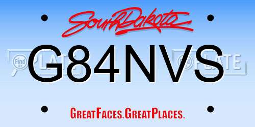 G84NVS South Dakota License Plate