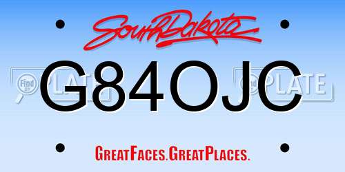 G84OJC South Dakota License Plate