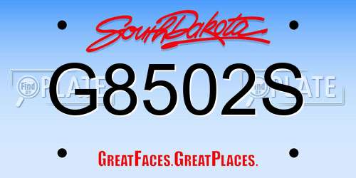 G8502S South Dakota License Plate