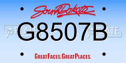 G8507B South Dakota License Plate