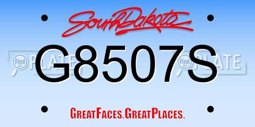 G8507S South Dakota License Plate