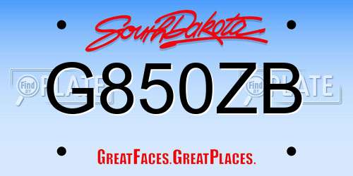 G850ZB South Dakota License Plate