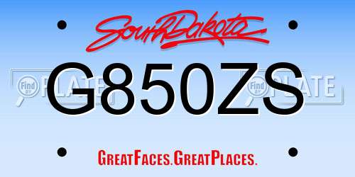 G850ZS South Dakota License Plate
