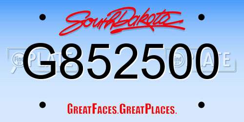 G852500 South Dakota License Plate