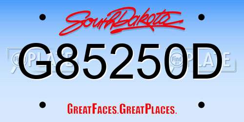G85250D South Dakota License Plate