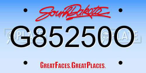 G85250O South Dakota License Plate