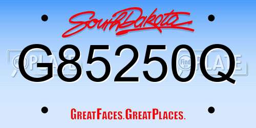 G85250Q South Dakota License Plate