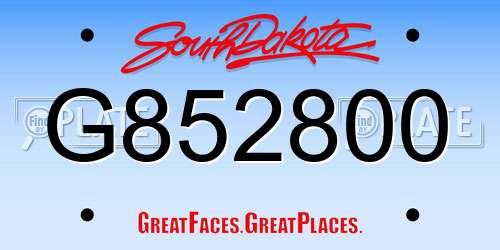 G852800 South Dakota License Plate