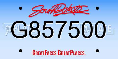 G857500 South Dakota License Plate