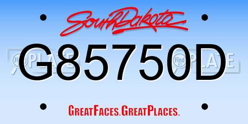G85750D South Dakota License Plate