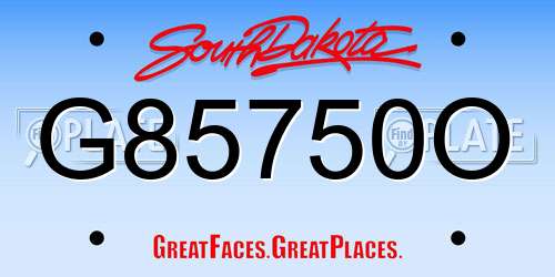 G85750O South Dakota License Plate