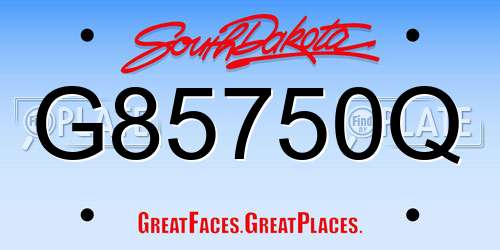 G85750Q South Dakota License Plate