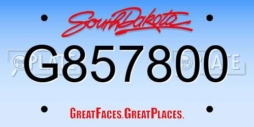 G857800 South Dakota License Plate