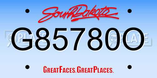 G85780O South Dakota License Plate
