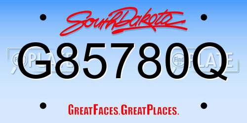 G85780Q South Dakota License Plate