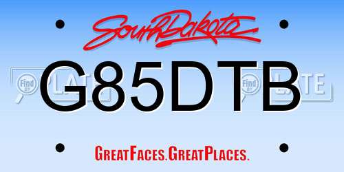 G85DTB South Dakota License Plate
