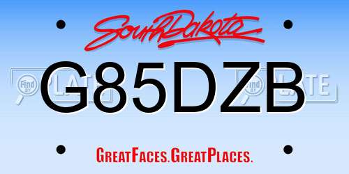 G85DZB South Dakota License Plate