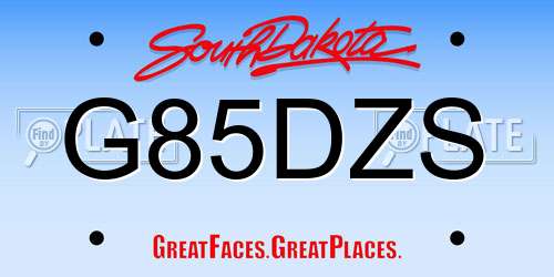 G85DZS South Dakota License Plate