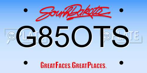 G85OTS South Dakota License Plate
