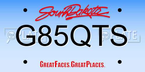 G85QTS South Dakota License Plate