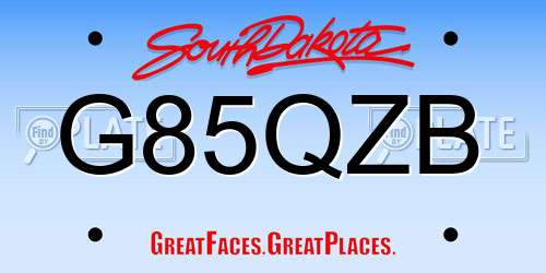 G85QZB South Dakota License Plate