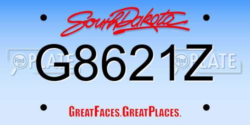G8621Z South Dakota License Plate