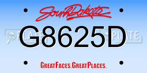 G8625D South Dakota License Plate