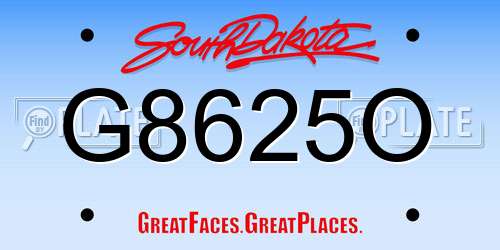 G8625O South Dakota License Plate