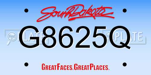 G8625Q South Dakota License Plate