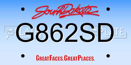 G862SD South Dakota License Plate