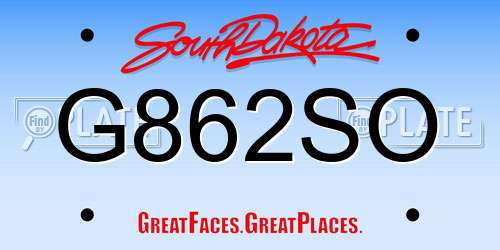 G862SO South Dakota License Plate
