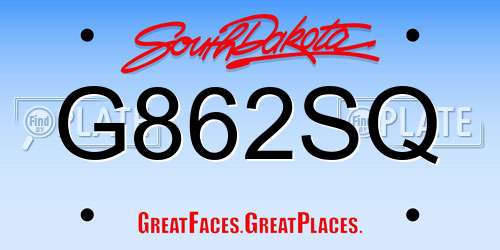 G862SQ South Dakota License Plate