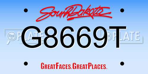 G8669T South Dakota License Plate