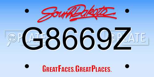 G8669Z South Dakota License Plate