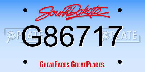 G86717 South Dakota License Plate